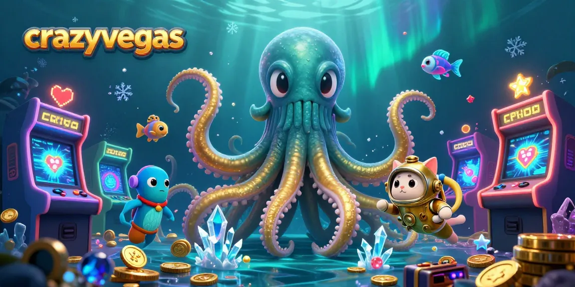 Engage with the thrilling world of crazyvegas featuring a kraken, vintage diver, and dynamic gaming elements.